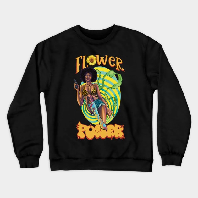 flower power black beautyfull Crewneck Sweatshirt by Paskalamak